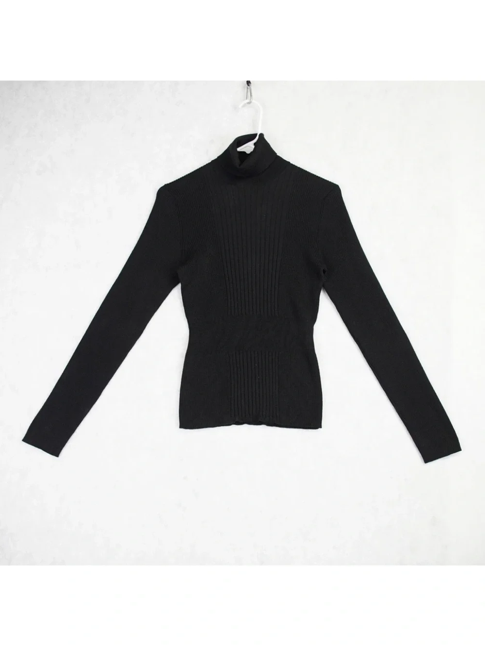 Prada Black Ribbed Knit Turtleneck Sweater Size 44 US Size Medium Luxury Design